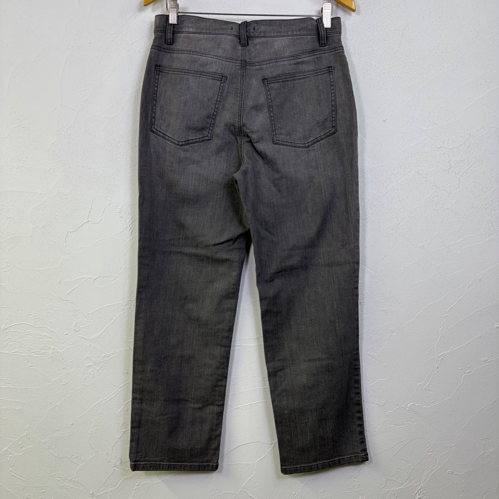 Eileen Fisher Jeans Women S Gray Organic Cotton Straight Leg Stretch Casual